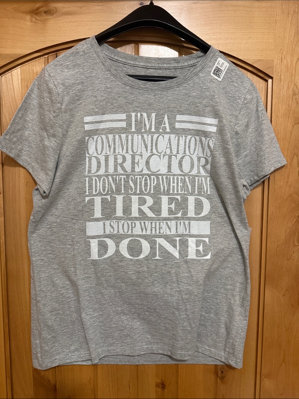 NWT women’s Communications Director Graphic Tee - Gray with White Text